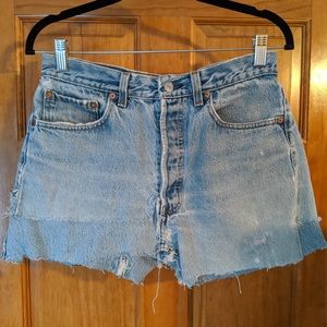 Vintage 501 Levi hand altered cutoffs light wash